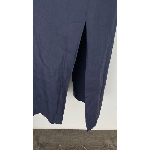 Queto Lifestyle Collection Linen Shirt Dress Maxi Womens 12 Blue Pockets Flawed - Picture 6 of 7